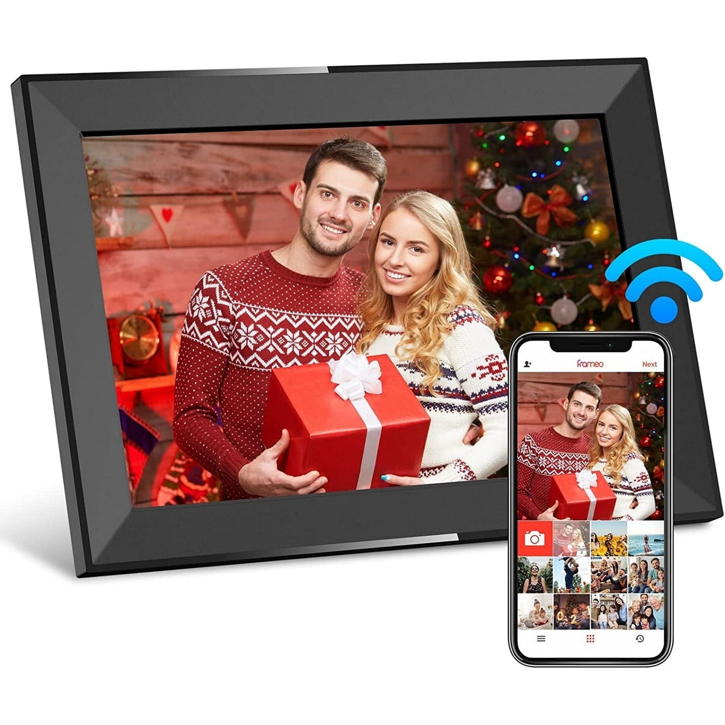 Ficcug 10.1 inch Wifi Digital Picture Frame,IPS HD Touch Screen Cloud Smart Photo Frames,Auto-Rotate,Share Photos/Videos Instantly from Anywhere