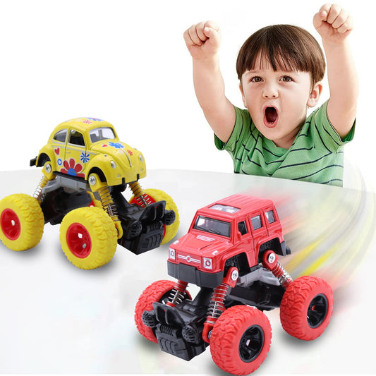 Ficcug 2 Pack Pull Back Cars Toys Trucks,Friction Powered Cars for Kids,Toddler Toys Inertia Car Toys  for 2 3 4 5 + Year Old Boys Girls