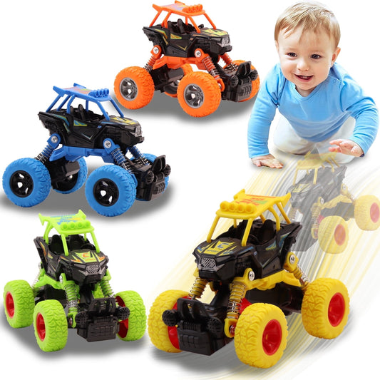 Ficcug 2 Pcs Pull Back Cars Toys Trucks,Friction Powered Cars for Kids,Alloy Off-Road Climbing Vehicles,Inertia Car Toys for 3 4 5 6+ Year Old Boys Girls