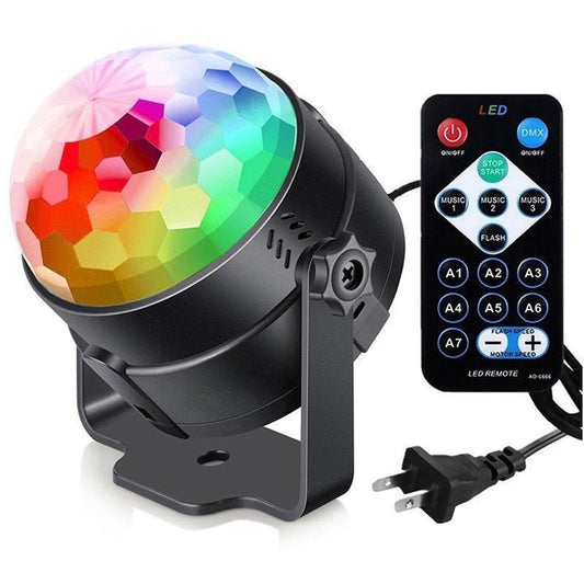 Ficcug 1/2 Pcs Disco Ball Lights,LED Party Strobe Lights 7 Colors,Sound Activated DJ Stage Light with Remote for Dance/Club/ Xmas/ Home Parties,Black