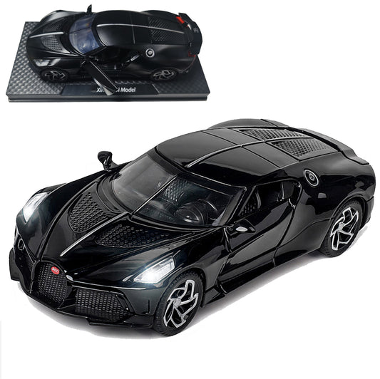 Ficcug 1/32 Scale Alloy Diecast Pull Back Cars Model Toy Collection & Sports Cars Play Vehicles Toys with Lights & Sounds, Friction Powered Cars for Boys Kids Children Christmas Gift Toy (Black)