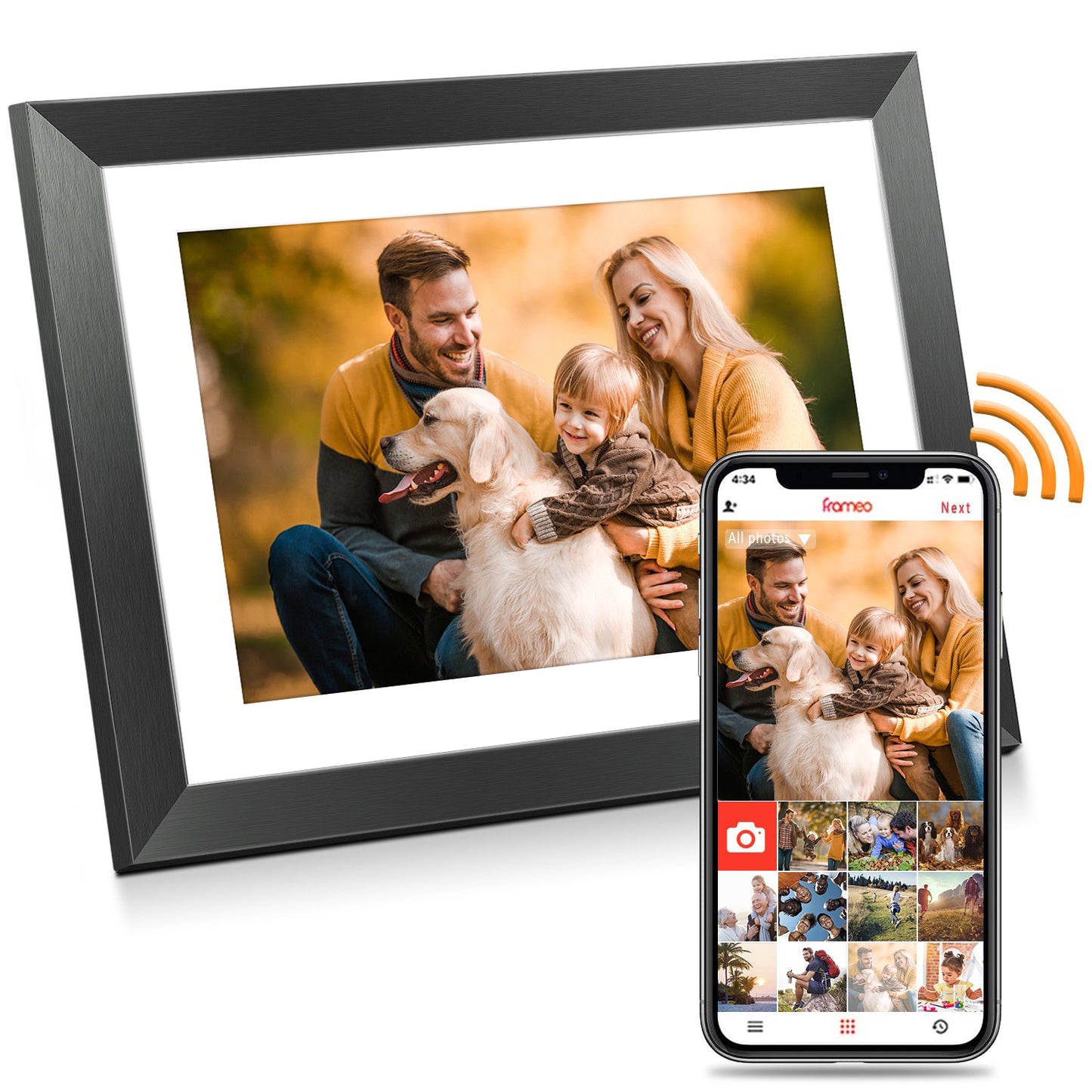 Ficcug 10.1"Digital Picture Frame,16GB Wifi Smart Photo Frame,HD IPS Touch Screen,Easy Share Photos Videos via App from Anywhere,Perfect for Gift-Black