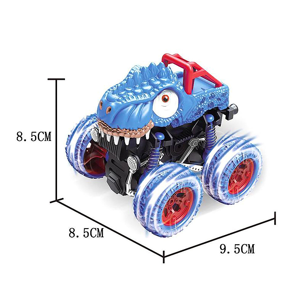 Ficcug 2 Pack Friction Powered Car Toys,Dinosaur Monster Pull Back Trucks for Kids,Stunt 360°Spin Off-Road Vehicle,Toddler Toys Inertia Car Toys for 3 4 5 6+ Year Old Boys Girls