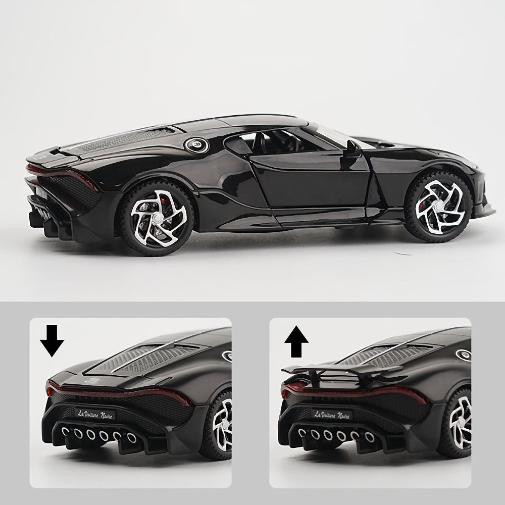 Ficcug 1/32 Scale Alloy Diecast Pull Back Cars Model Toy Collection & Sports Cars Play Vehicles Toys with Lights & Sounds, Friction Powered Cars for Boys Kids Children Christmas Gift Toy (Black)