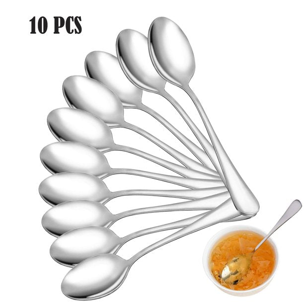 Ficcug 10pcs Food-Grade Stainless Steel Dinner Spoons Sets for Home, Kitchen or Restaurant, Mirror Polished, Dishwasher Safe